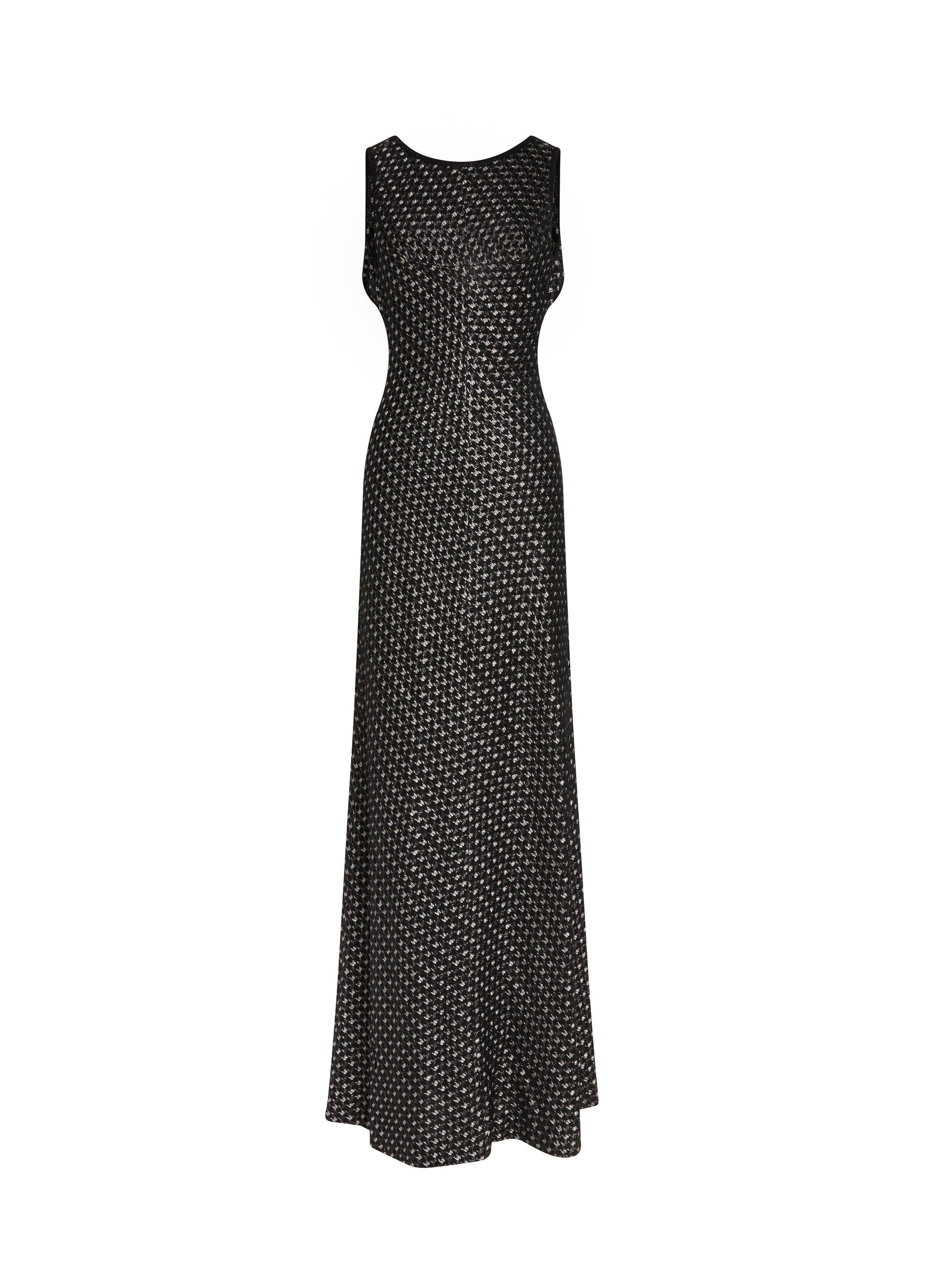 Robe longue à motif métallisé en soie mélangée - Noir & Argent