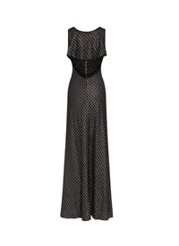 Robe longue à motif métallisé en soie mélangée - Noir & Argent