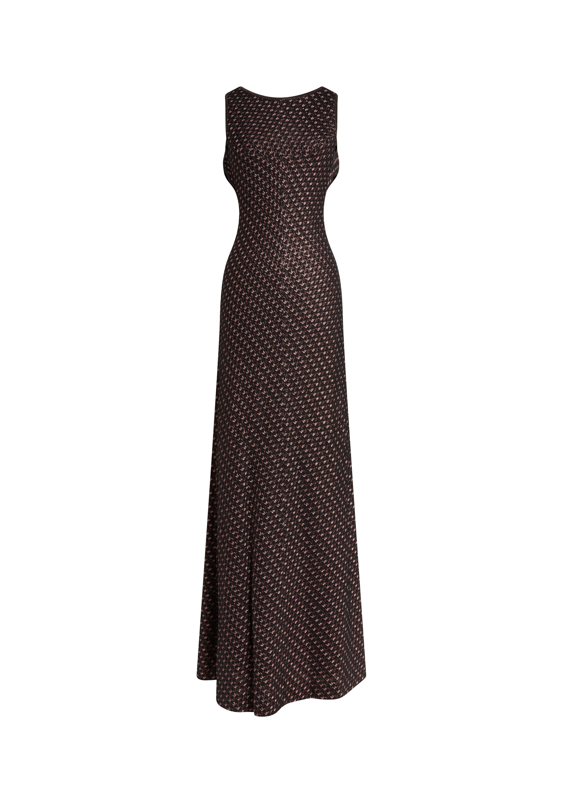 Metallic silk blend maxi dress - Black & Copper