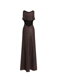 Metallic silk blend maxi dress - Black & Copper