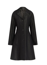 Manteau mi-long Raphia boutonné - Noir