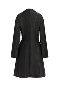 Manteau mi-long Raphia boutonné - Noir