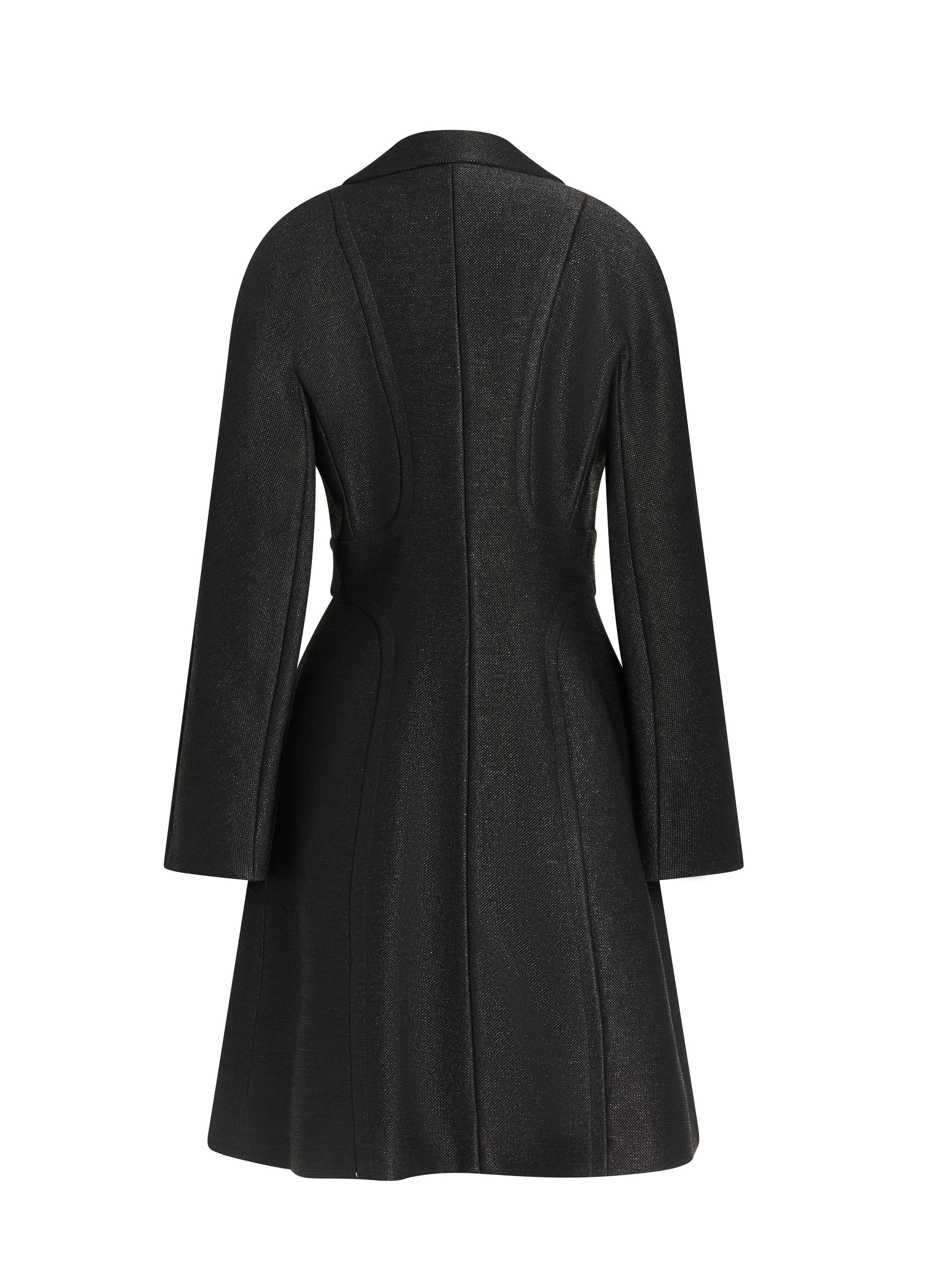 Manteau mi-long Raphia boutonné - Noir