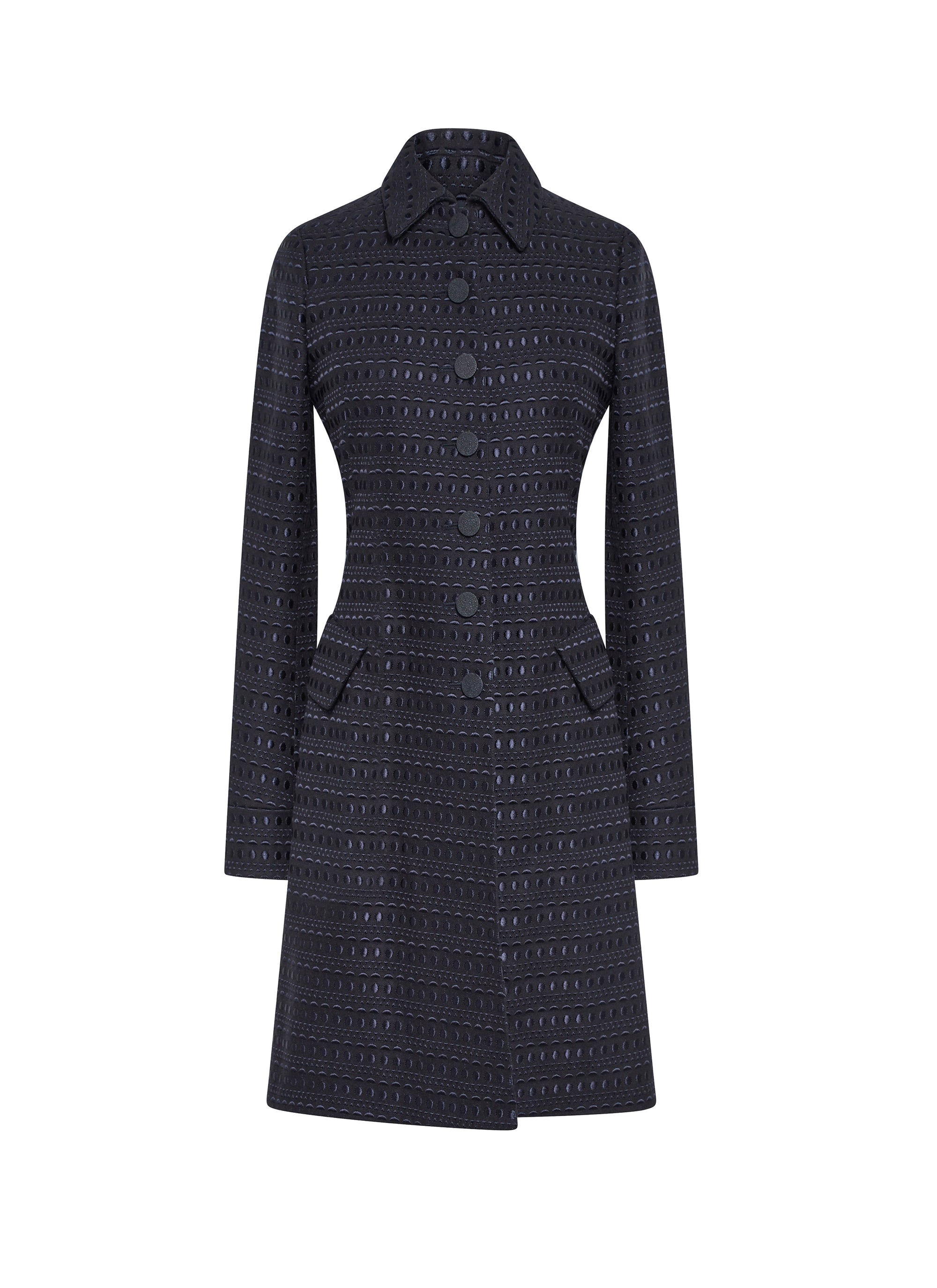 Fitted coat with wool buttons - Night