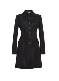 Coat in vienne wool jacquard - Black & Black