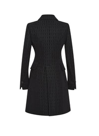 Coat in vienne wool jacquard - Black & Black