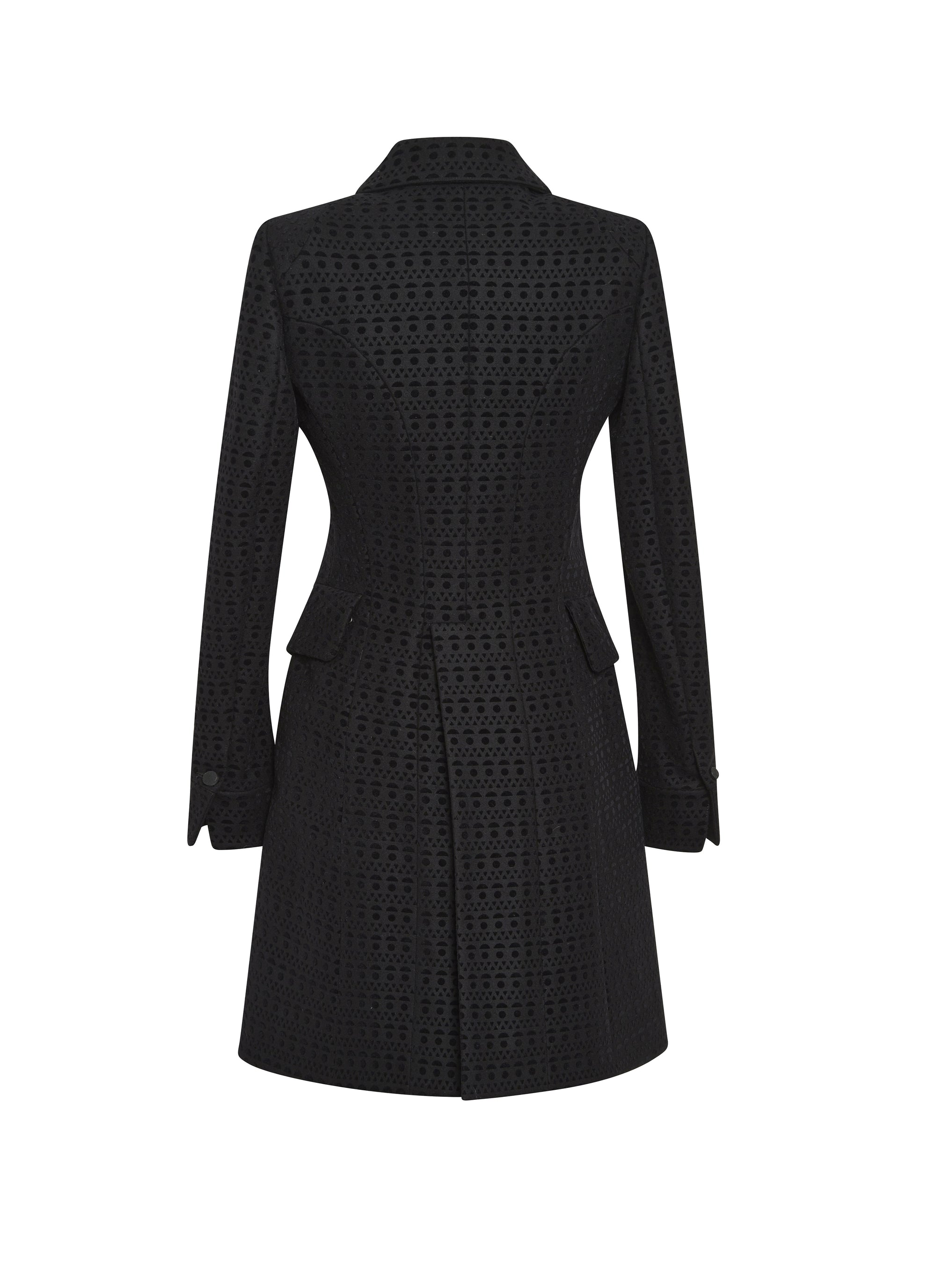 Coat in vienne wool jacquard - Black & Black