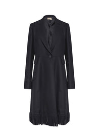 Manteau structurée à franges en laine - Noir