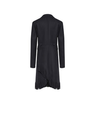 Manteau structurée à franges en laine - Noir
