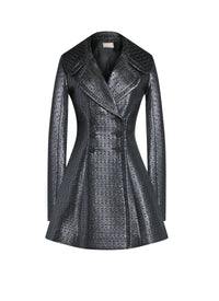 Coat in vienne wool jacquard - Black & Black