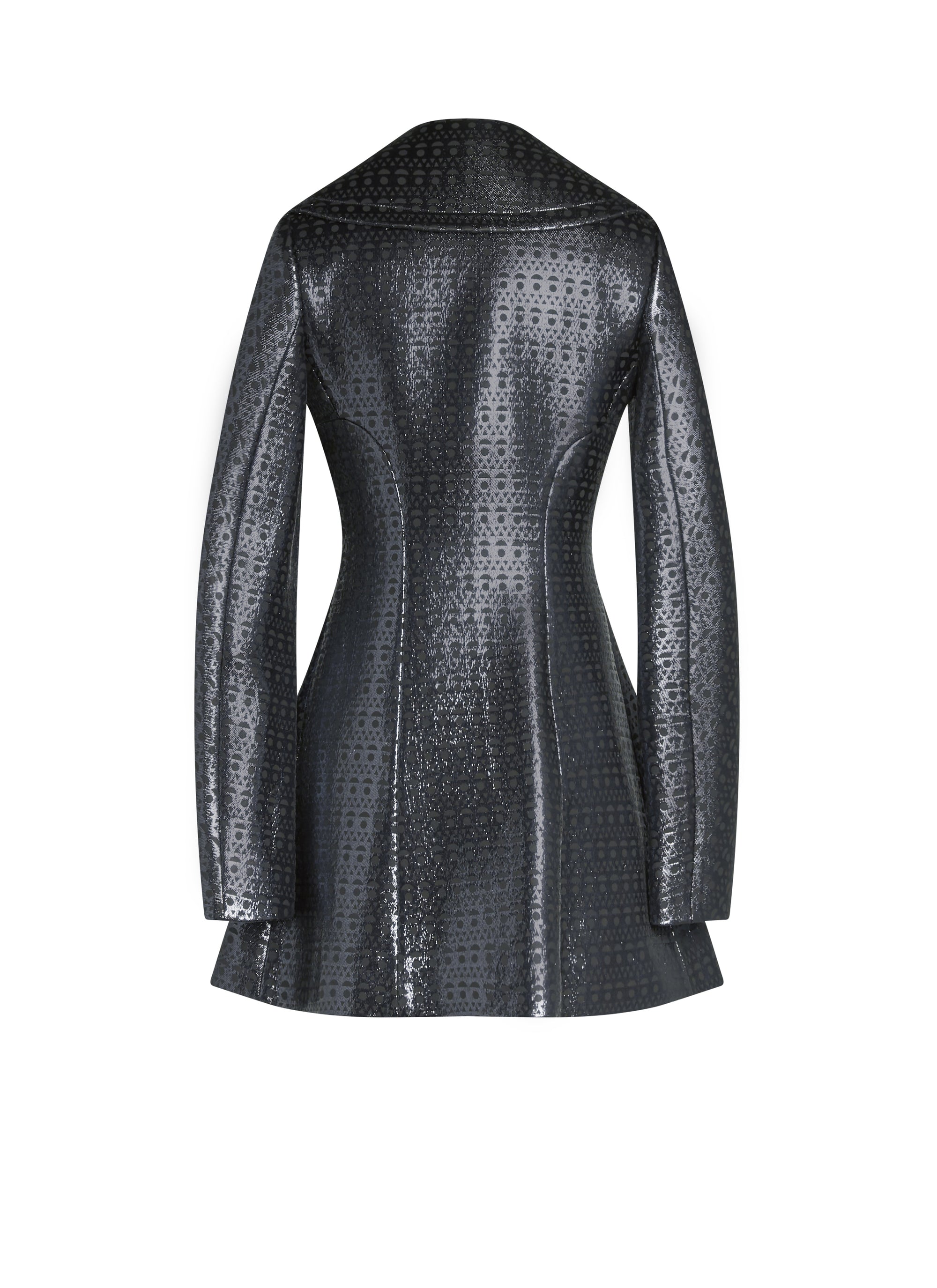 Coat in vienne wool jacquard - Black & Black
