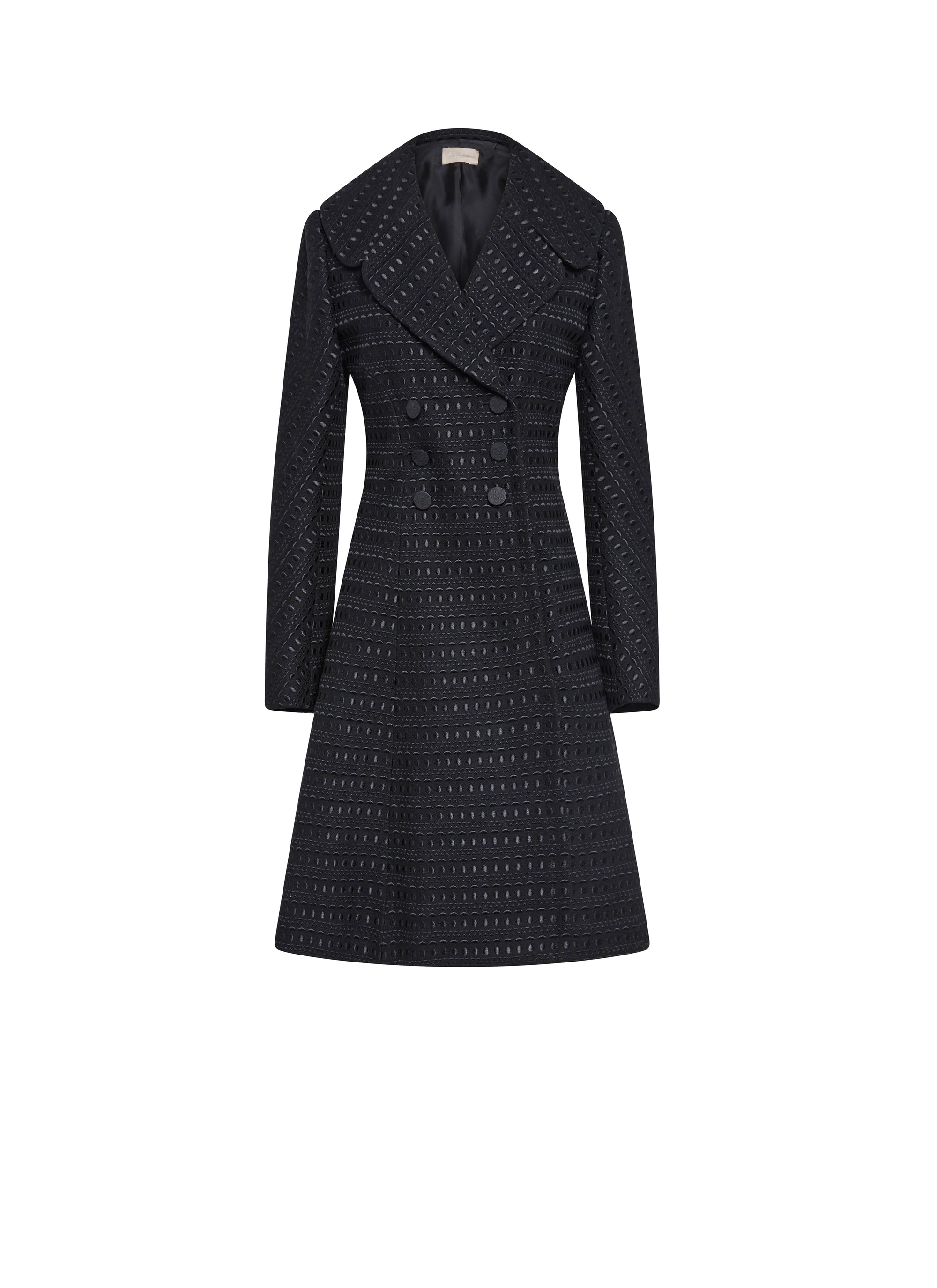 Double breasted coat in wool - Black intense