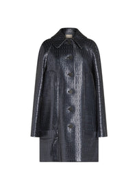 Button-down coat with shirt collar in wool - Multicolor