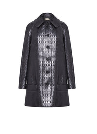 Manteau boutonné à col chemise en laine - Noir & Noir