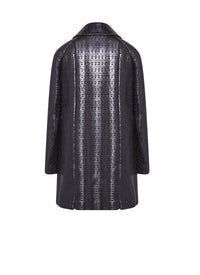Manteau boutonné à col chemise en laine - Noir & Noir
