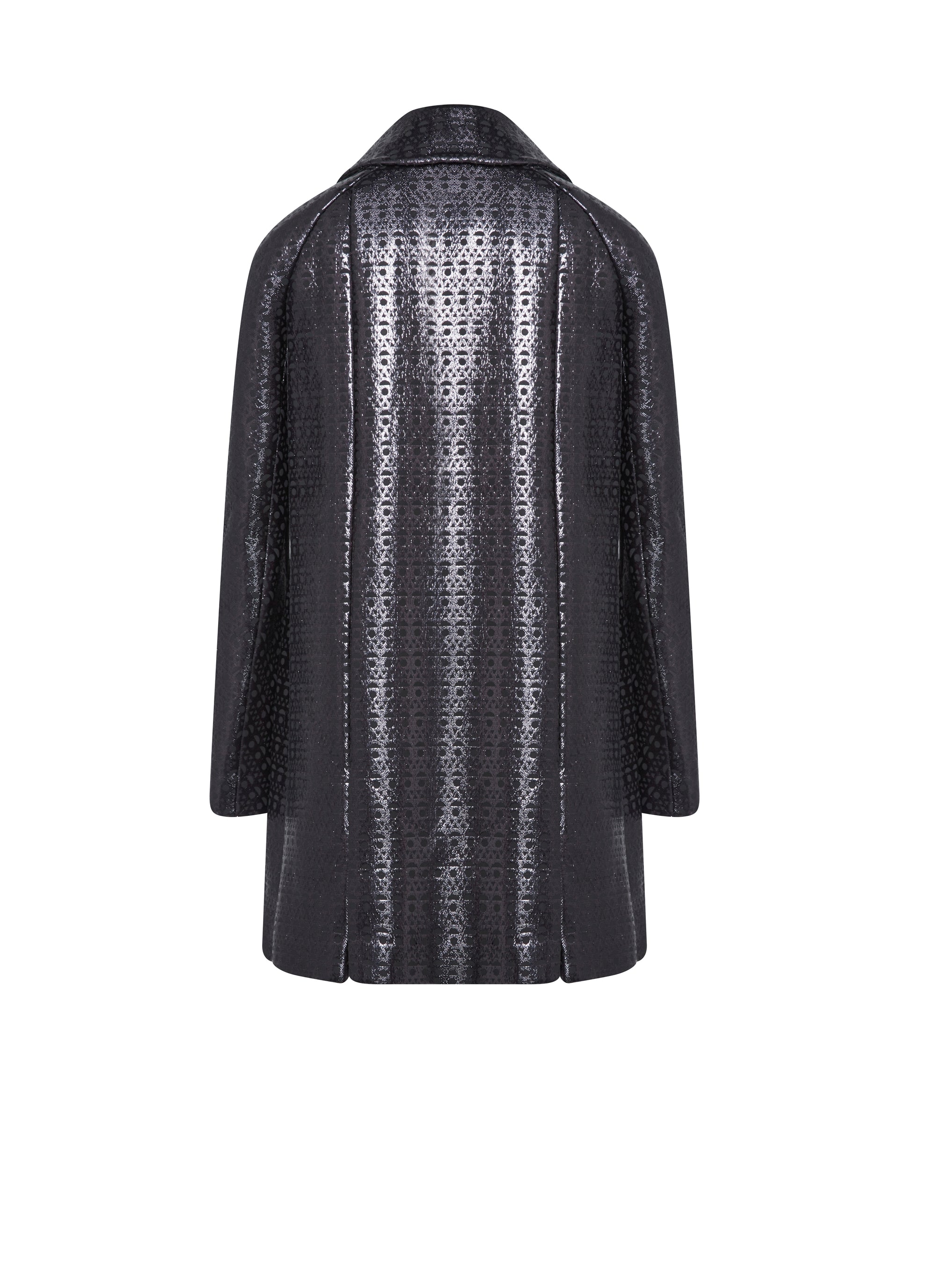 Manteau boutonné à col chemise en laine - Noir & Noir