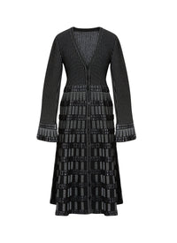 Long-sleeved wool-blend coat - Black & White