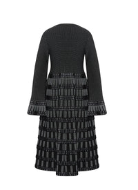 Long-sleeved wool-blend coat - Black & White
