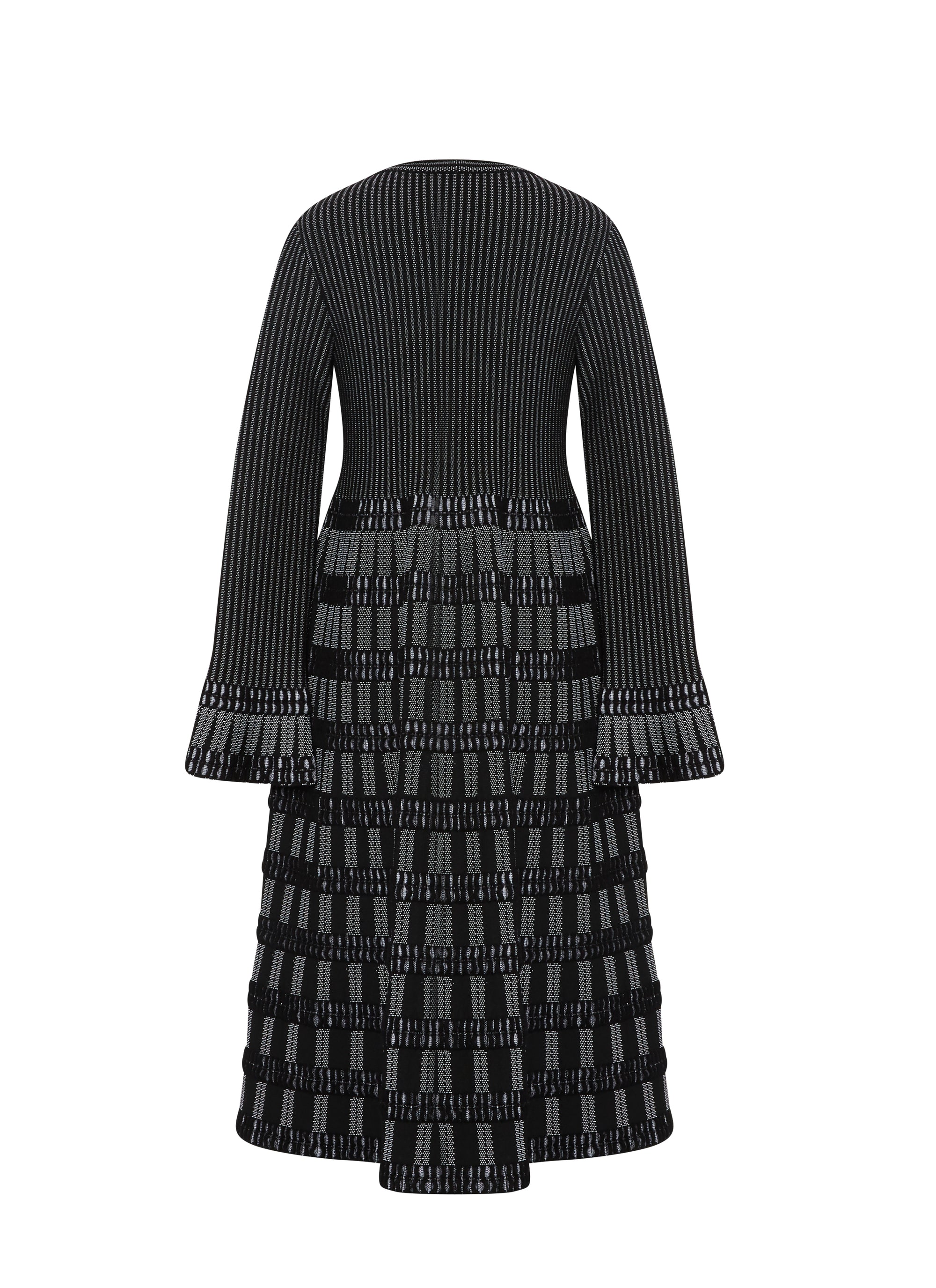 Long-sleeved wool-blend coat - Black & White