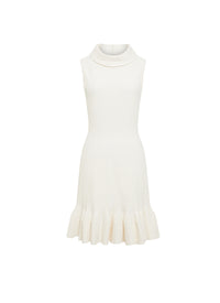 Robe col roulé sans manches en laine - Blanc