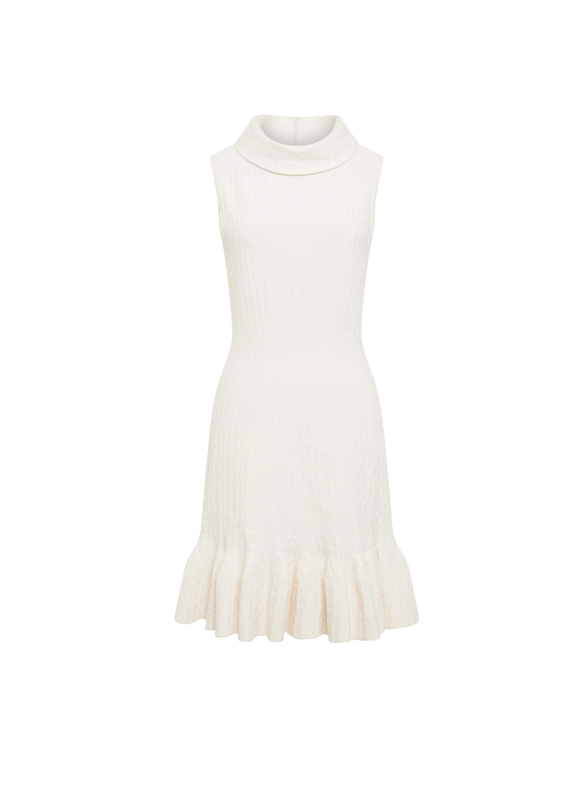 Robe col roulé sans manches en laine - Blanc