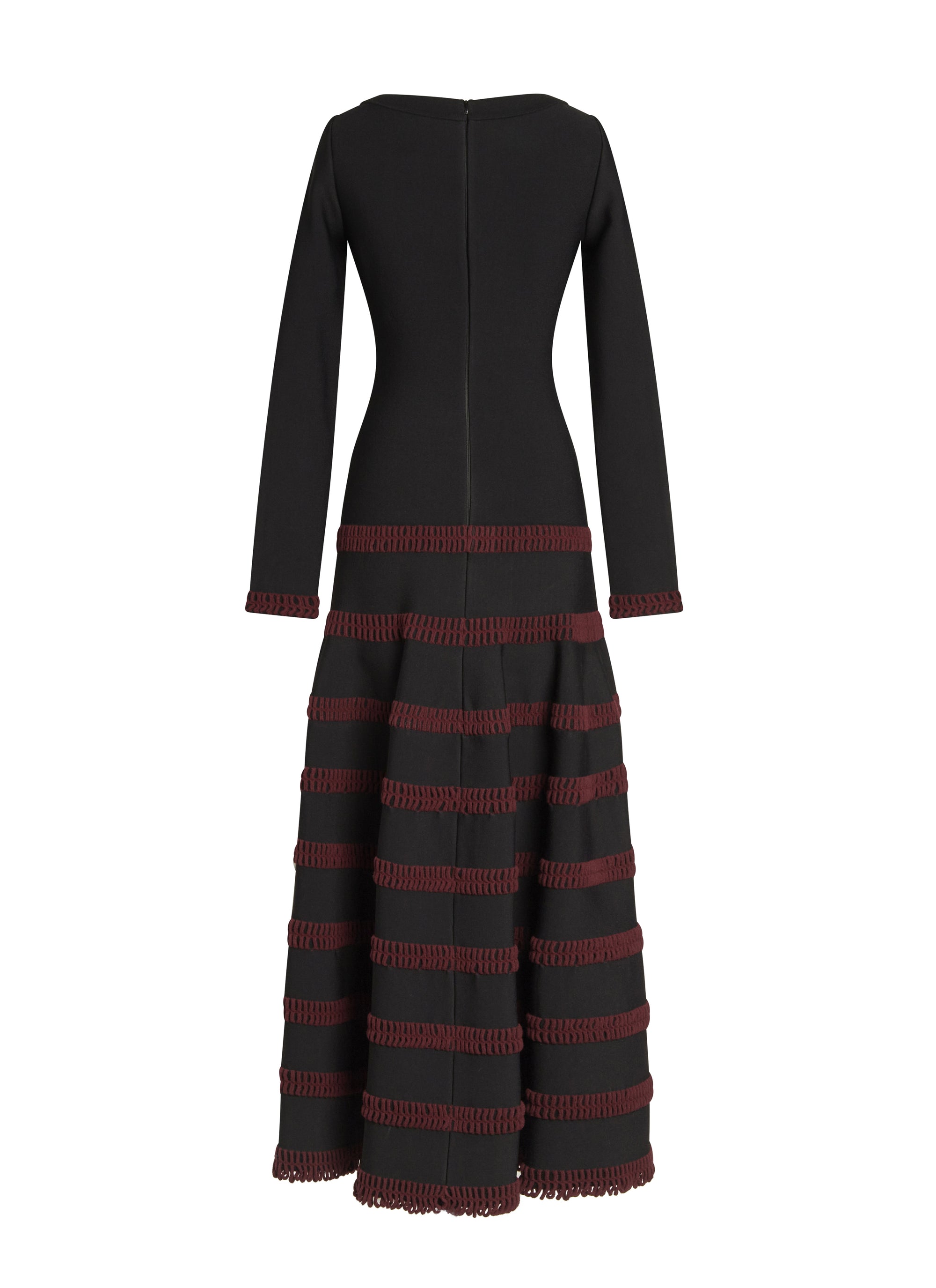 Contrast trim wool blend maxi dress - Black & Cherry