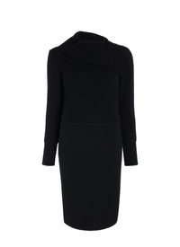 Long-sleeved wool dress - Black