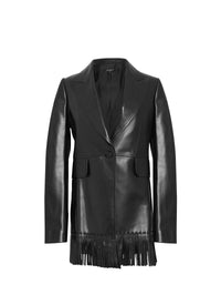 Leather fringed scuba jacket - Black