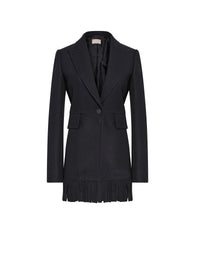 Veste structurée à franges en laine - Noir