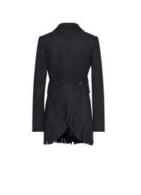 Veste structurée à franges en laine - Noir