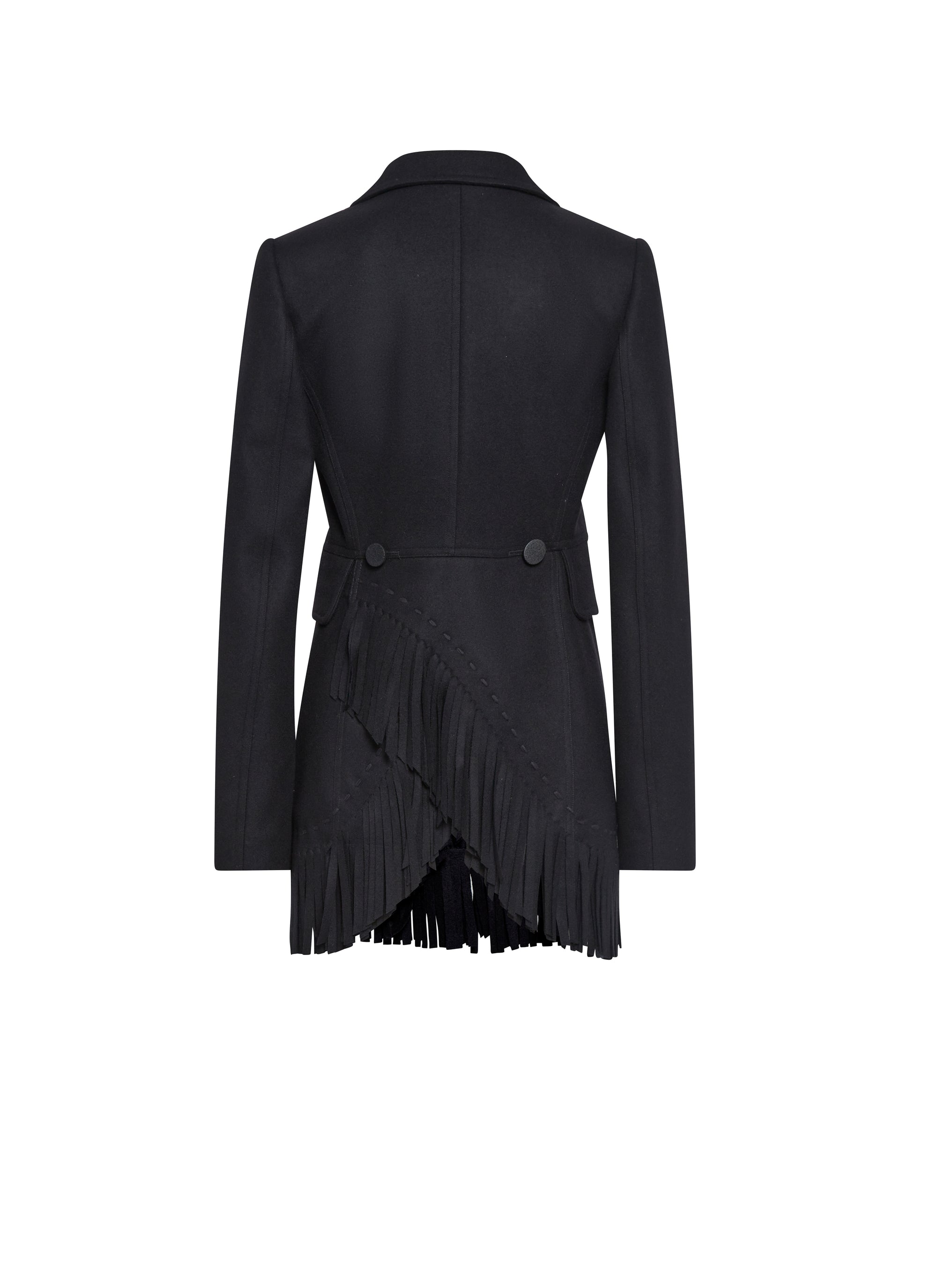 Veste structurée à franges en laine - Noir