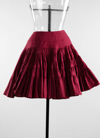 Jupe patineuse asymétrique à fronces - Framboise
