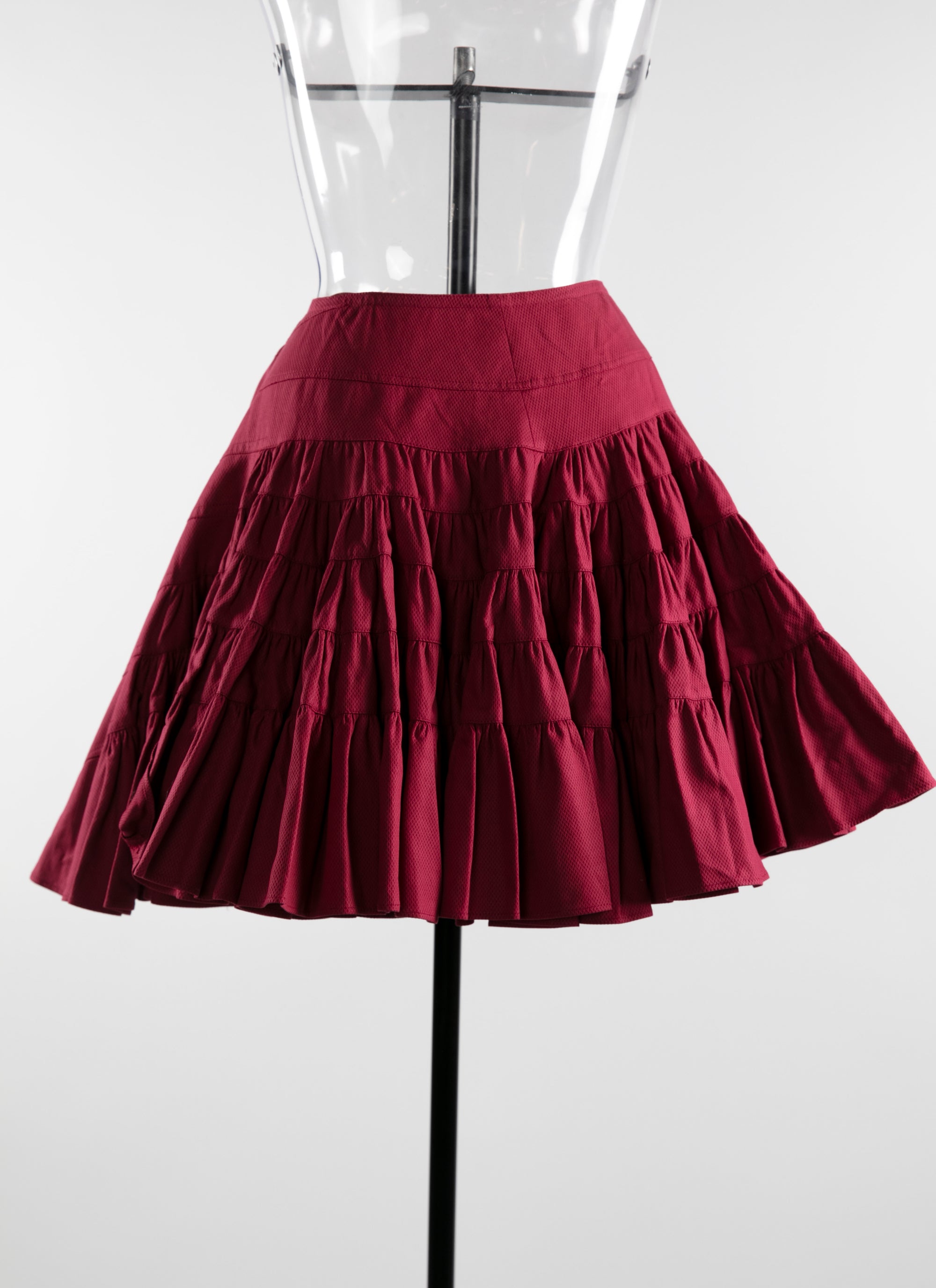 Jupe patineuse asymétrique à fronces - Framboise
