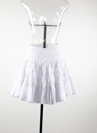 Jupe patineuse asymétrique à fronces - Blanc