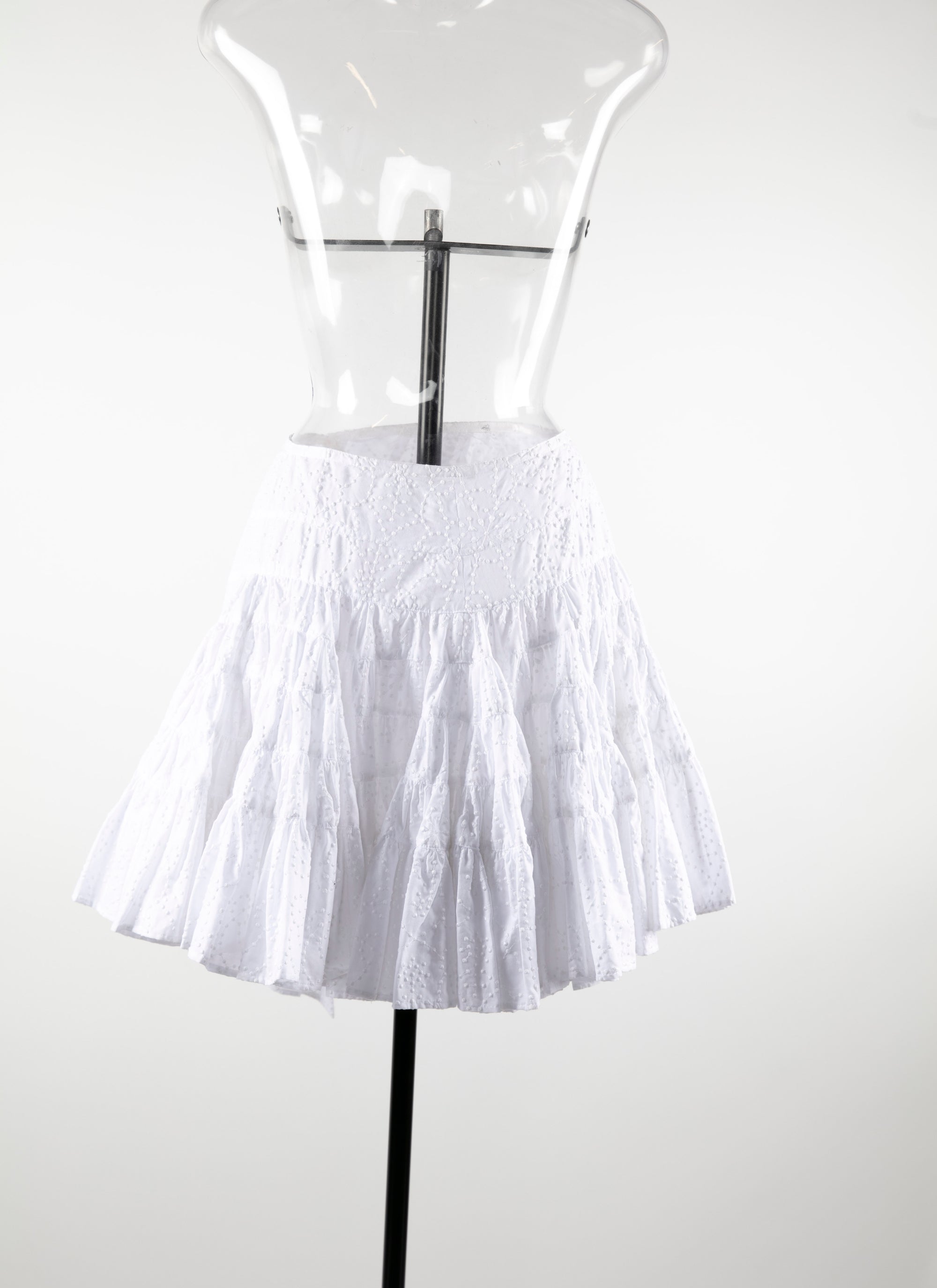 Jupe patineuse asymétrique à fronces - Blanc