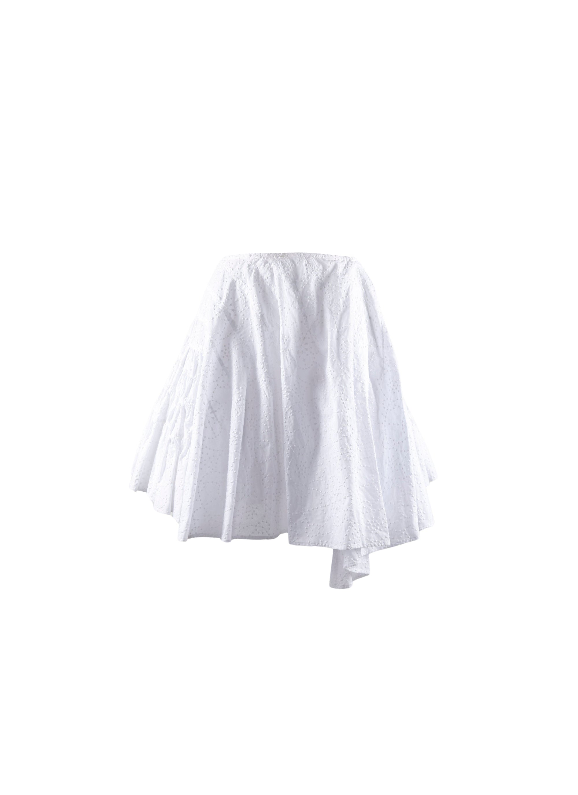 Jupe patineuse asymétrique à fronces - Blanc
