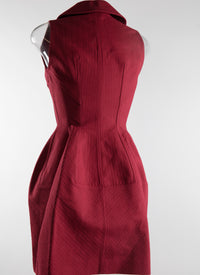 Robe courte zippée à col et sans manches - Framboise