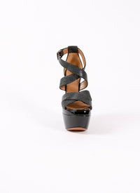 Galuchat wedge sandals - Black intense