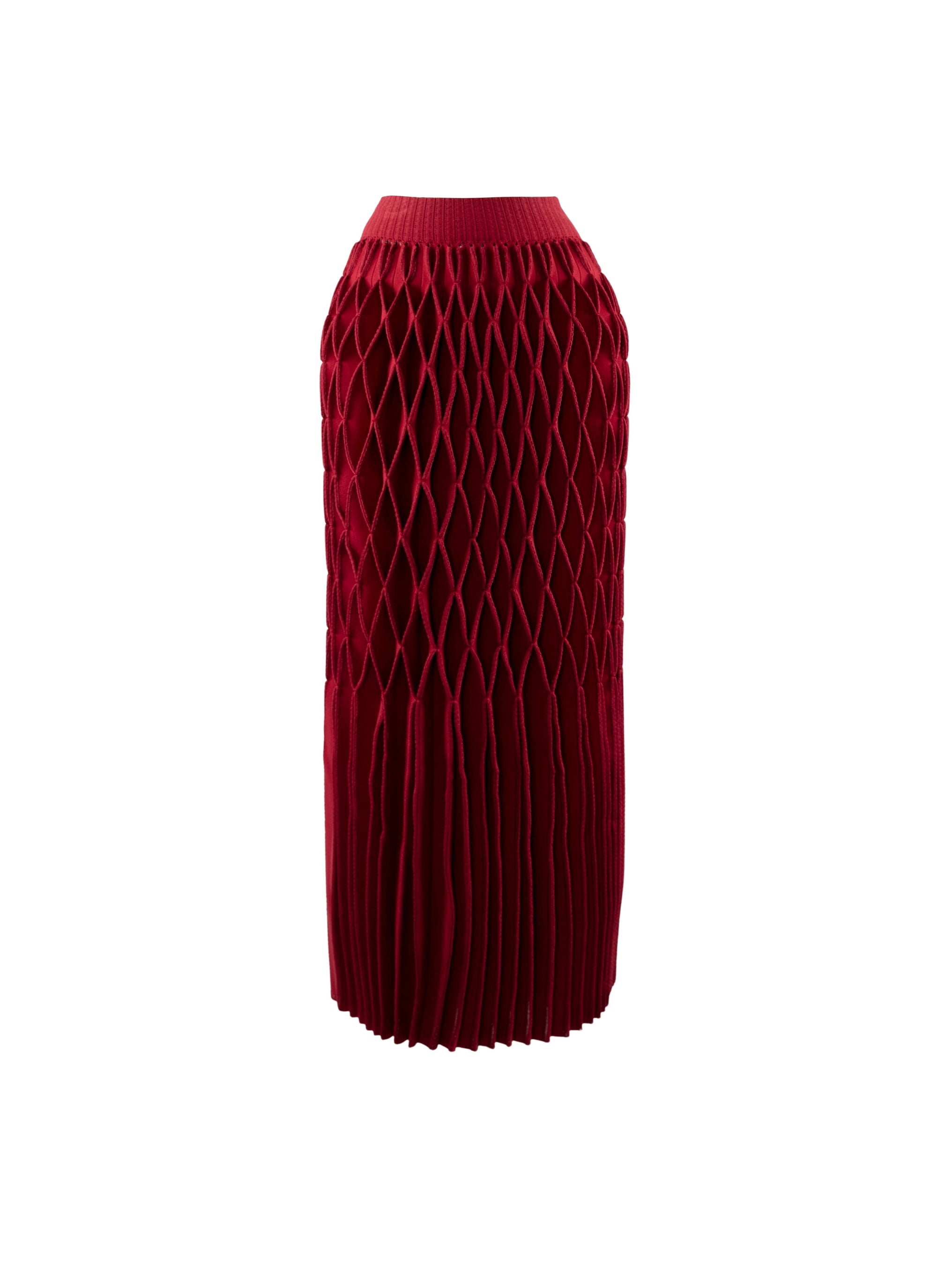 Long knitted skirt with elastic waistband - Lacquer