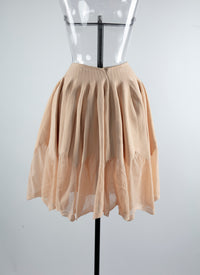 Mini-jupe plissée bord transparent - Beige