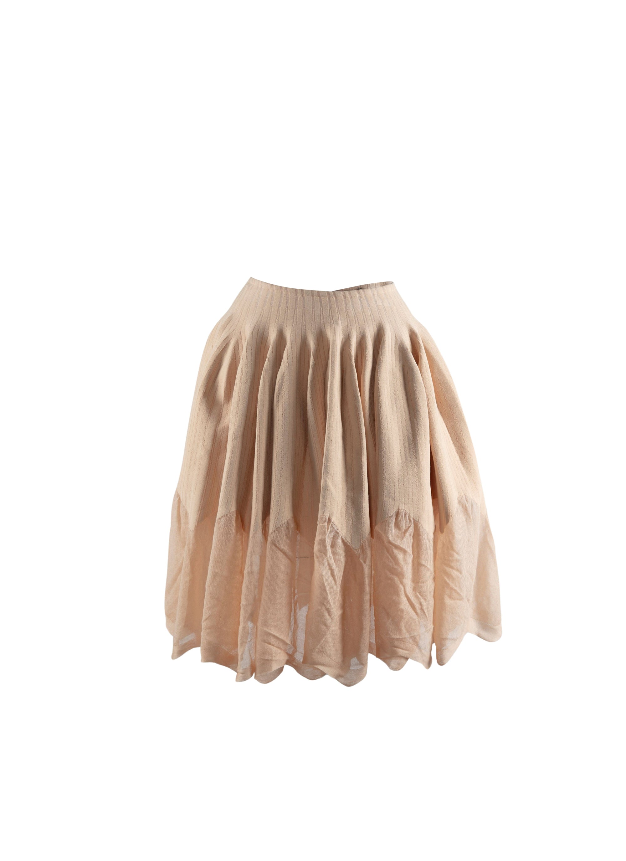 Mini-jupe plissée bord transparent - Beige