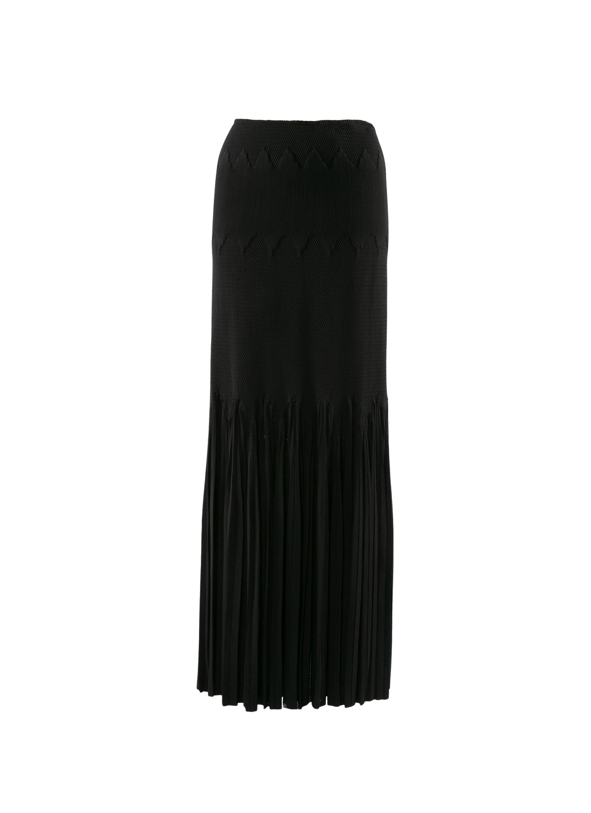 Long skirt with pleated detail - Black intense