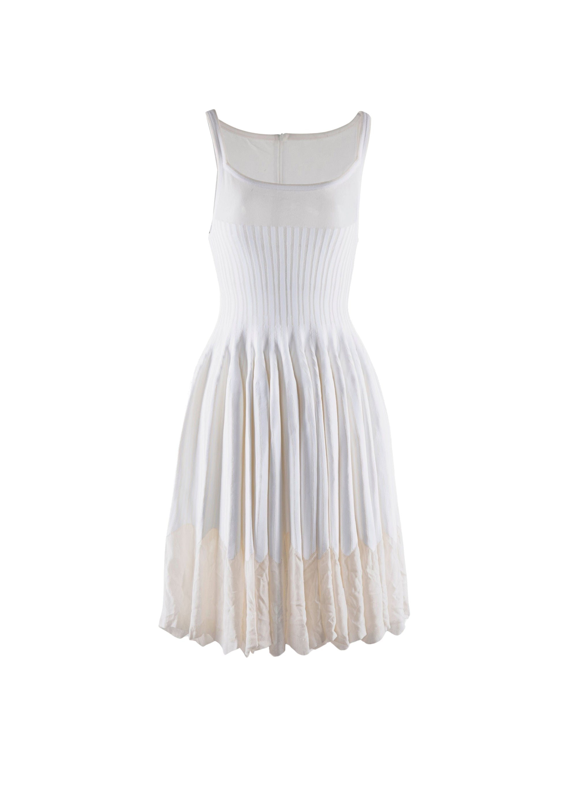 Robe courte évasée à fines bretelles - Blanc beige