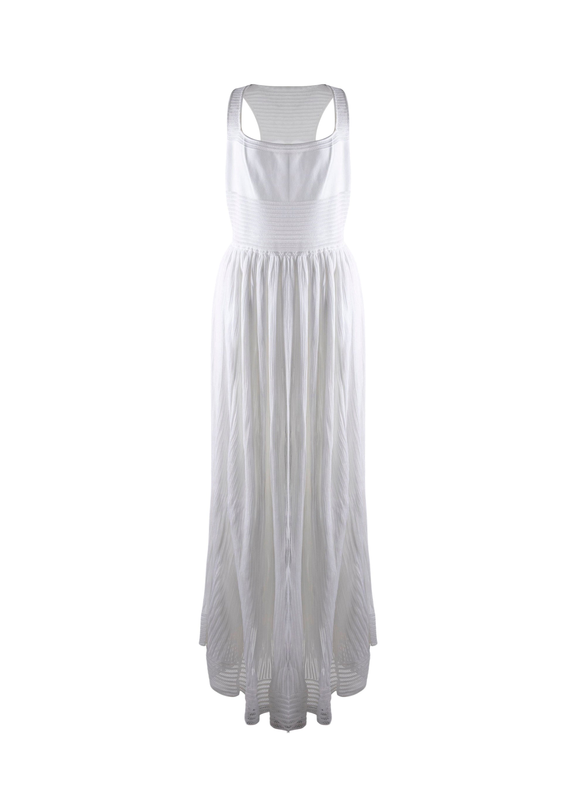 Robe longue évasée sans manches dos nageur - Blanc