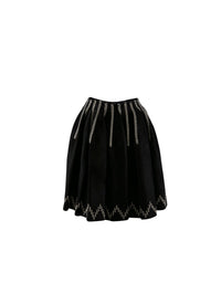 Wool skater skirt with hemstitched edges - Black & Ivory