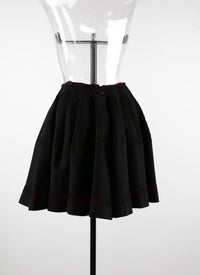 Mini-jupe ajourée doublure contrastée - Noir & Rouge