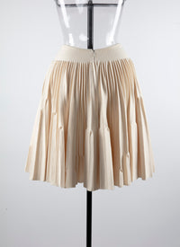 Rib-knit skater skirt with waistband - Ivory