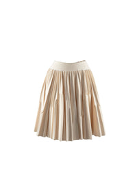 Rib-knit skater skirt with waistband - Ivory