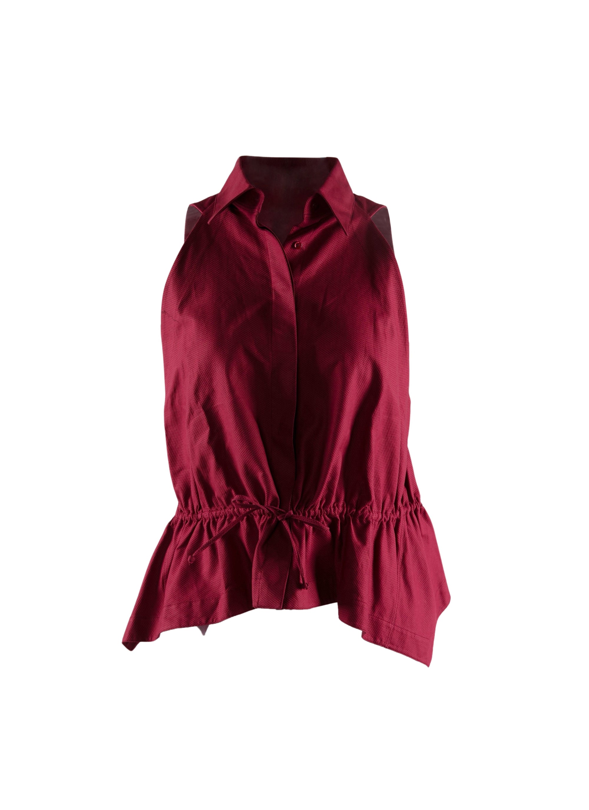 Chemise sans manches à cordon de serrage - Rouge brun