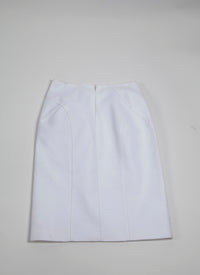 Jupe crayon courte avec détail couture - Blanc